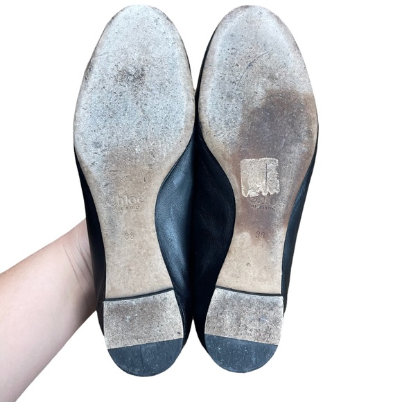 Chloé Lauren Ballet Scalloped Flats in Black Leather - Picture 7 of 9
